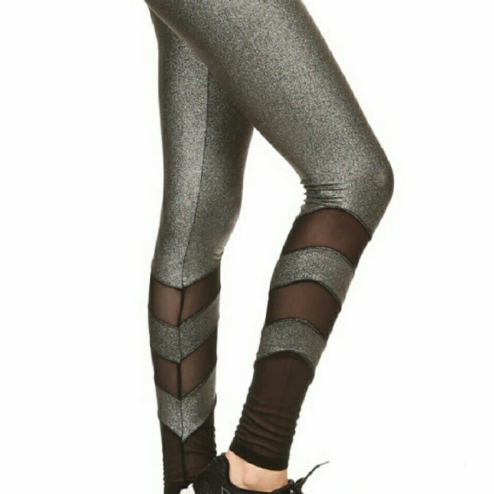 Metallic Mesh Leggings